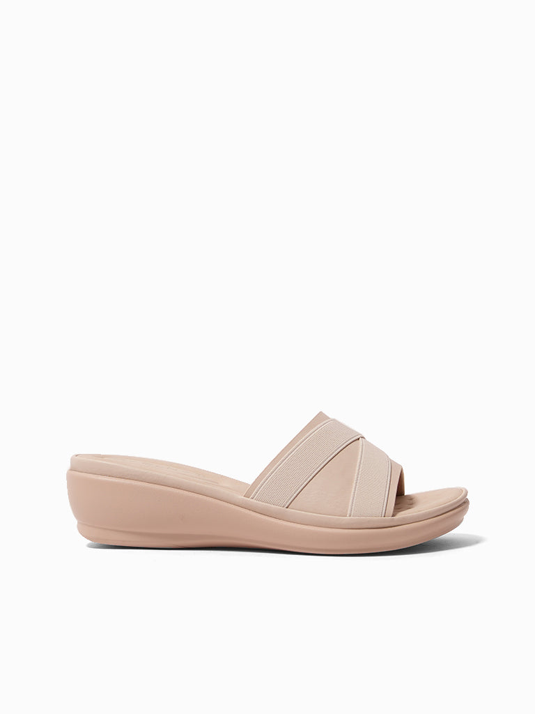 Apricot Wedge Slides