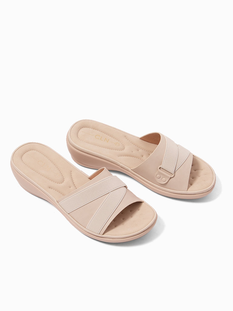 Apricot Wedge Slides