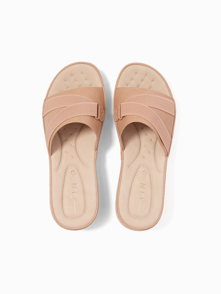 Apricot Wedge Slides