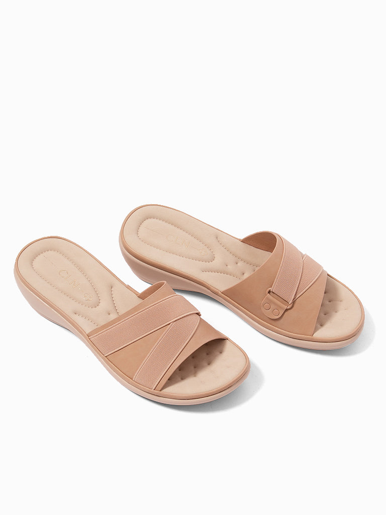 Apricot Wedge Slides