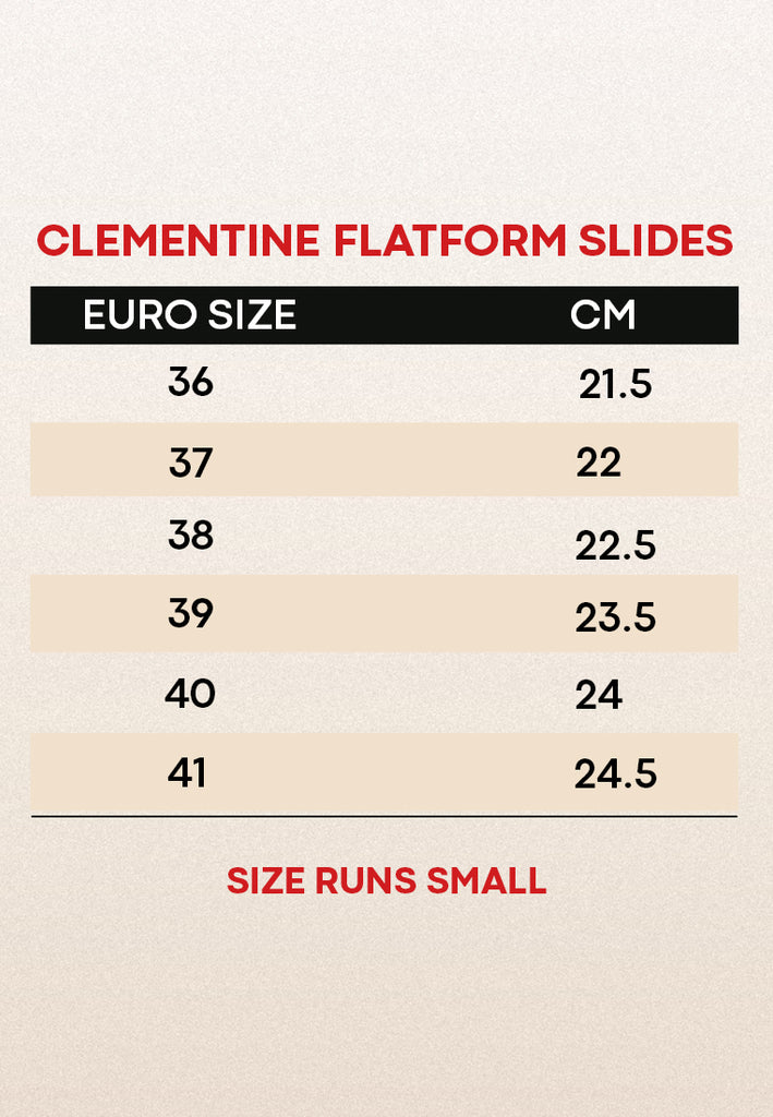 Clementine Flatform Slides P999 each (Any 2 at P1299)